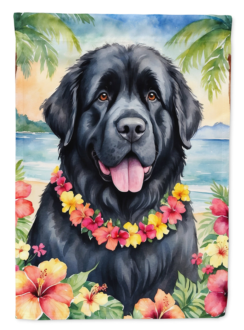 Newfoundland Luau House Flag 28x40 Porch Sleeve Pole Decorative Outside Yard Banner Artwork Wall Hanging, Polyester