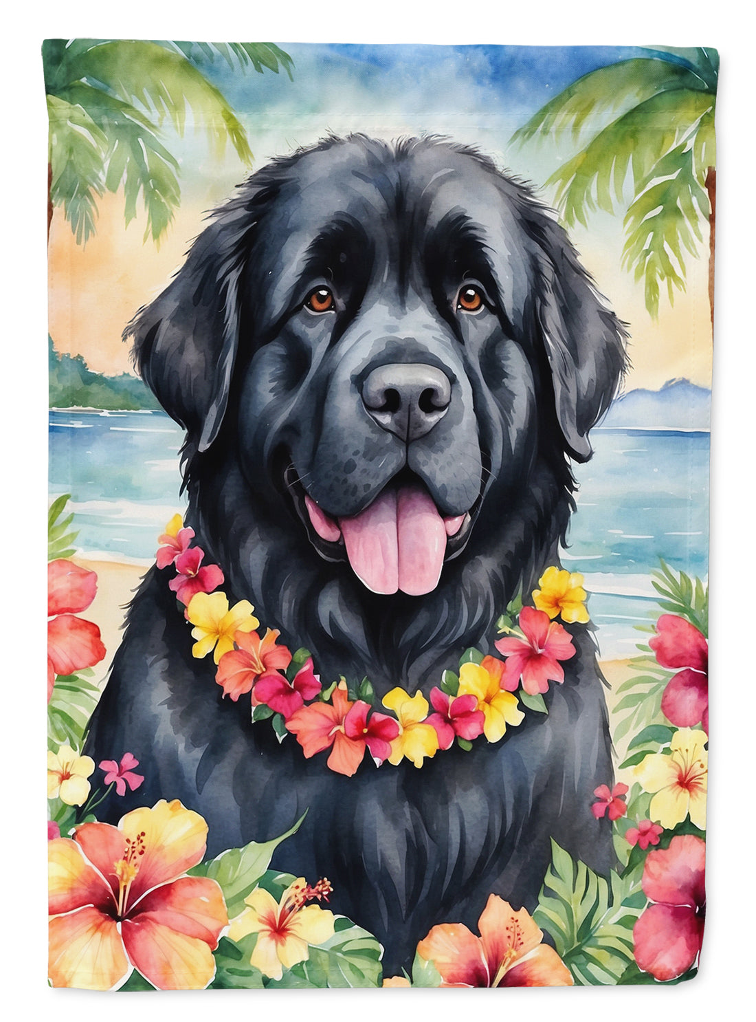 Newfoundland Luau House Flag 28x40 Porch Sleeve Pole Decorative Outside Yard Banner Artwork Wall Hanging, Polyester