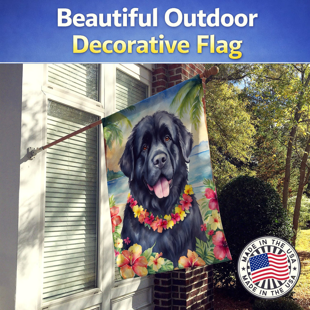 Newfoundland Luau House Flag 28x40 Porch Sleeve Pole Decorative Outside Yard Banner Artwork Wall Hanging, Polyester