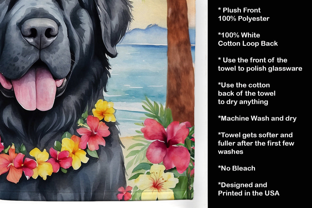 Newfoundland Luau Kitchen Towel Velour Plush Front and Cotton Loop Back Machine Washable