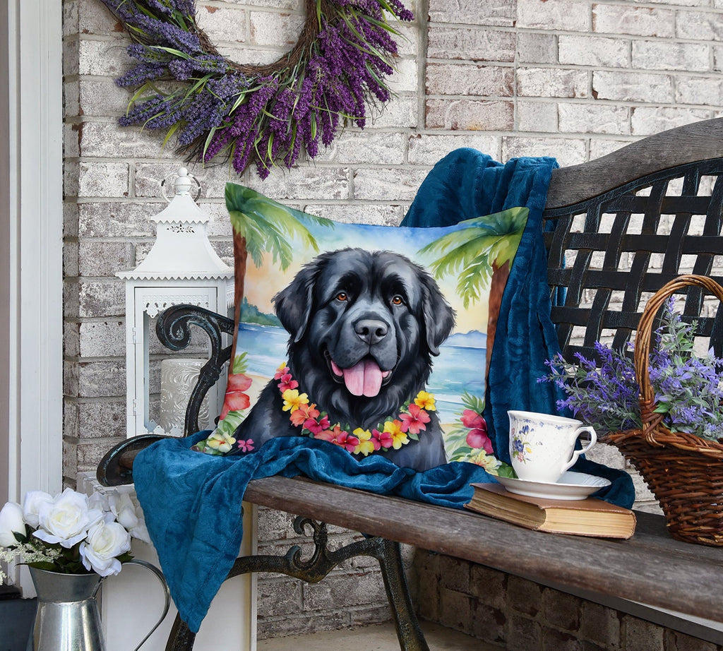 Newfoundland Luau Decorative Throw Pillow 18x18 Indoor Outdoor Accent Cushion, Fabric Cover with Insert for Sofa, Bed, Porch & Living Room