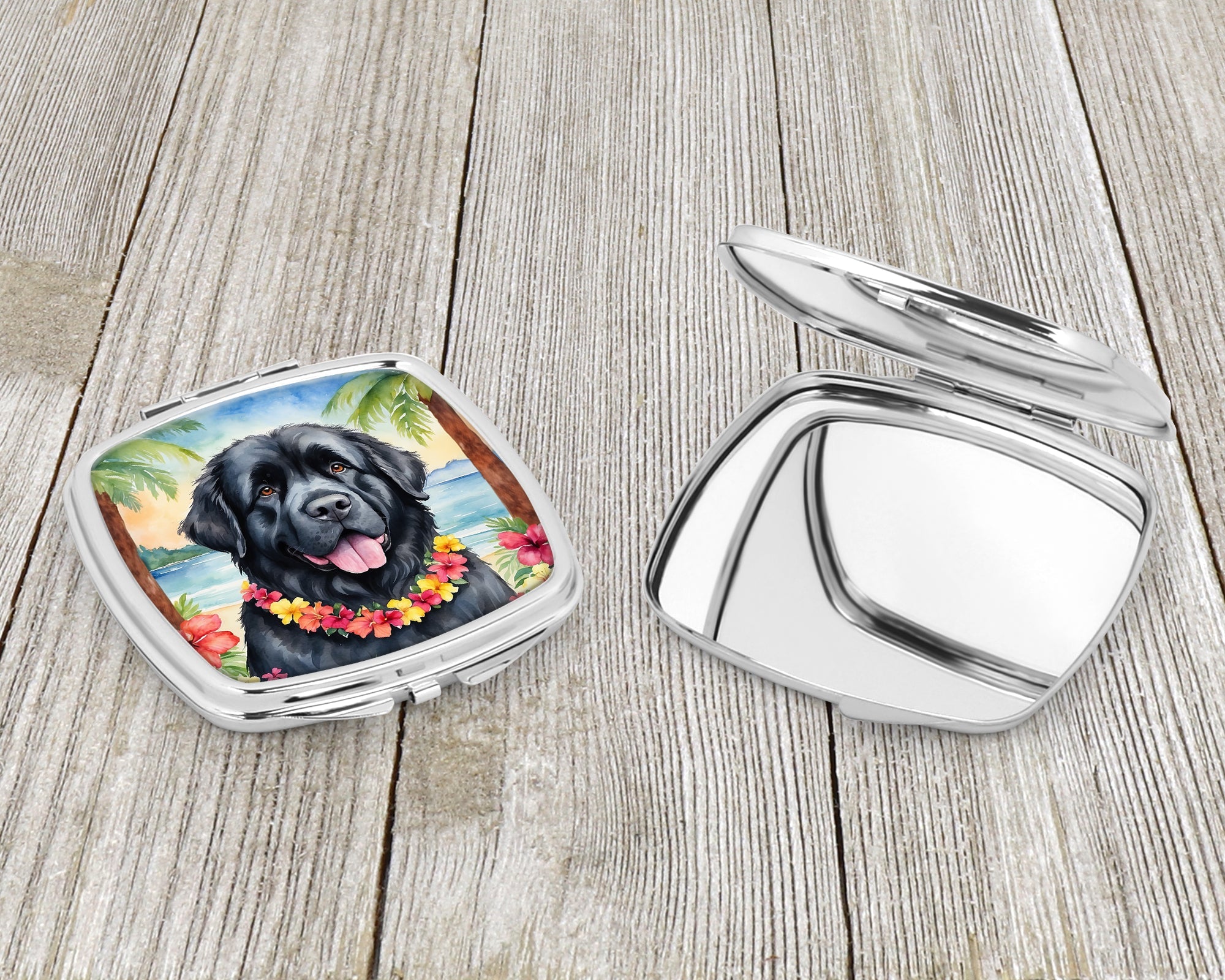 Newfoundland Luau Compact Mirror Decorative Travel Makeup Mirror for Women Girls Gifts Pocket Makeup Mirror Folding Handheld