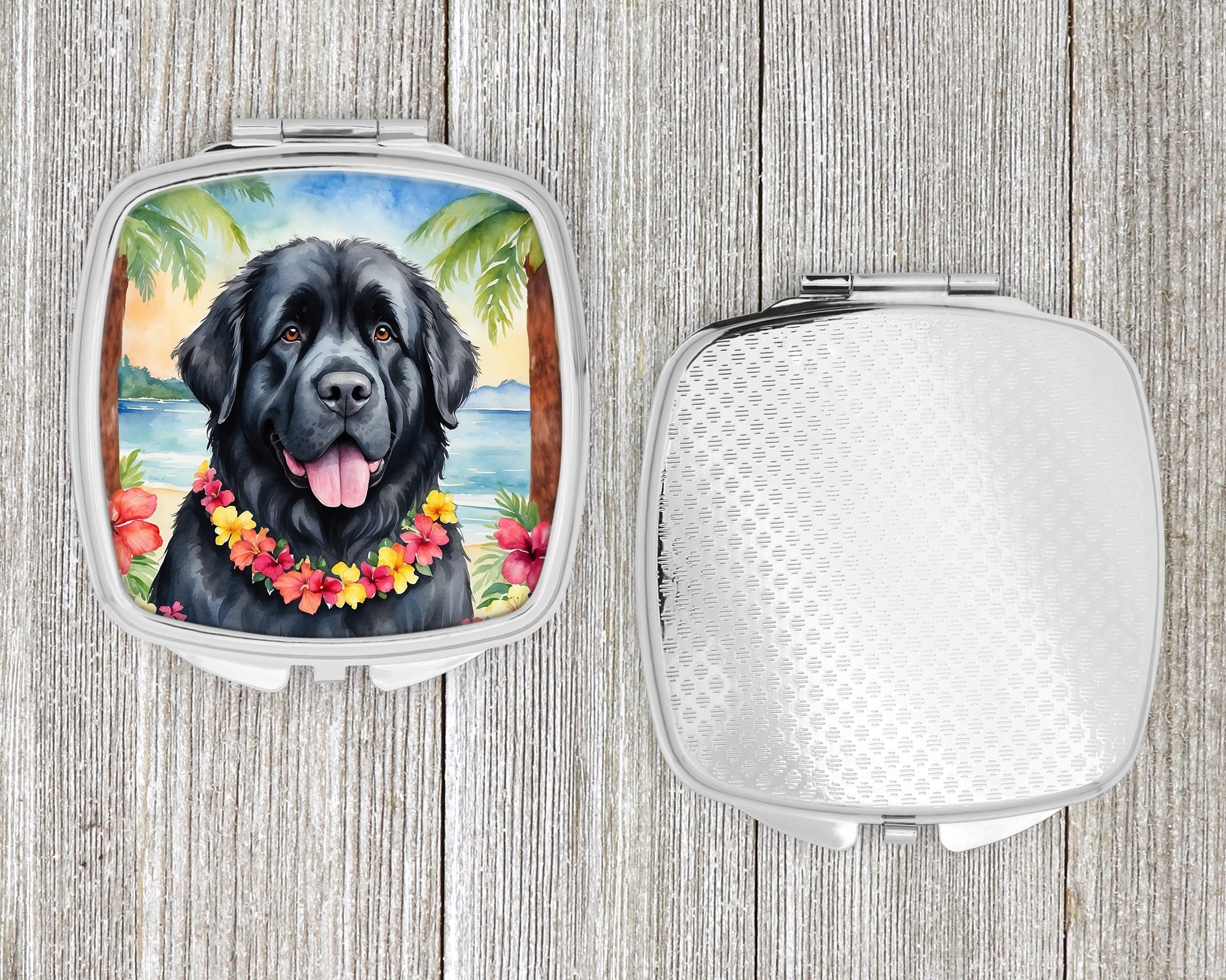 Newfoundland Luau Compact Mirror Decorative Travel Makeup Mirror for Women Girls Gifts Pocket Makeup Mirror Folding Handheld