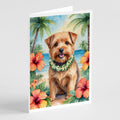 Norfolk Terrier Luau Greeting Cards Pack of 8 Blank Cards with Envelopes Whimsical A7 Size 5x7
