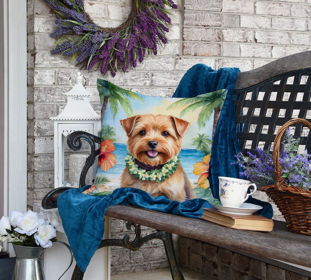 Norfolk Terrier Luau Decorative Throw Pillow 18x18 Indoor Outdoor Accent Cushion, Fabric Cover with Insert for Sofa, Bed, Porch & Living Room