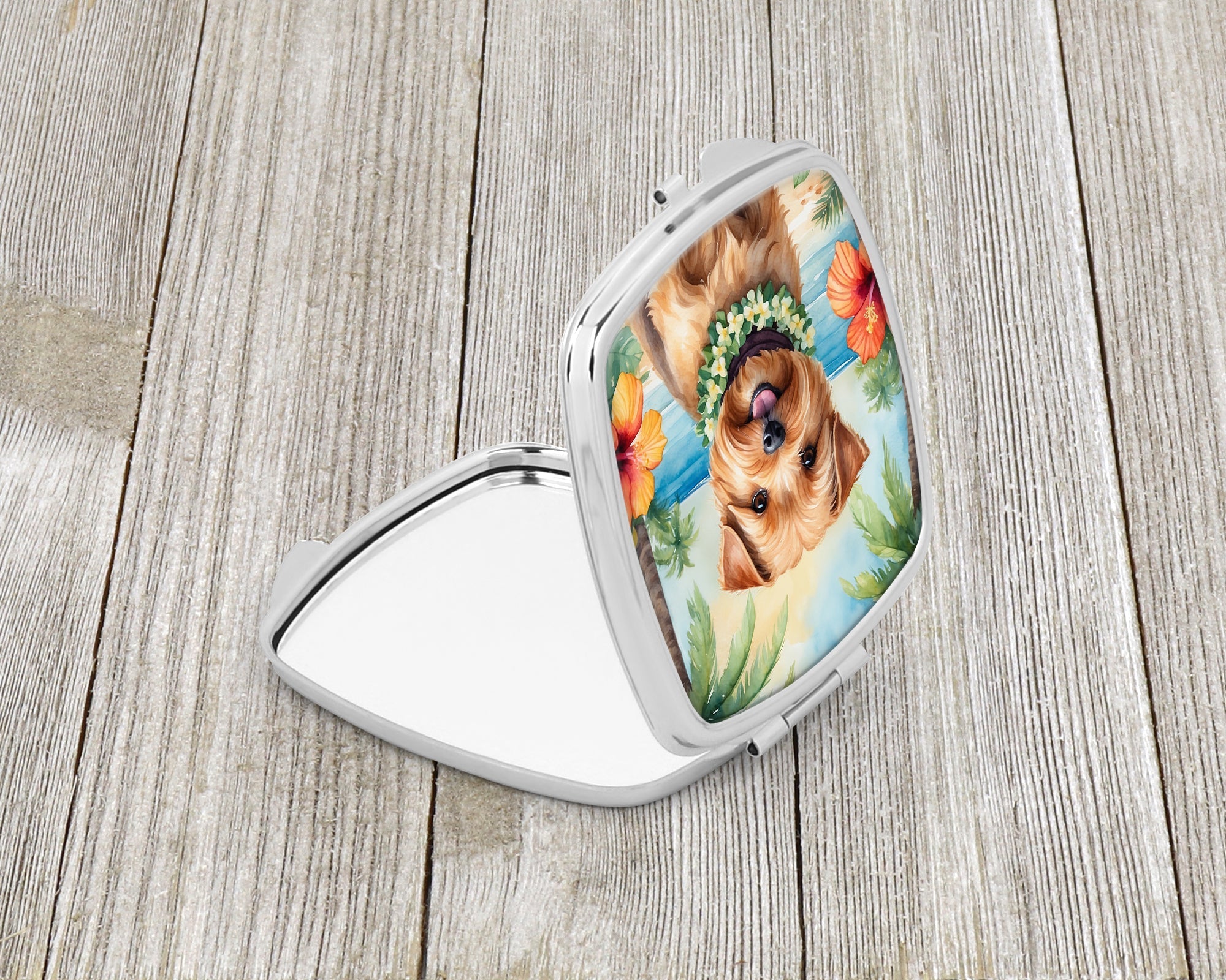 Norfolk Terrier Luau Compact Mirror Decorative Travel Makeup Mirror for Women Girls Gifts Pocket Makeup Mirror Folding Handheld