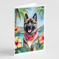 Norwegian Elkhound Luau Greeting Cards Pack of 8 Blank Cards with Envelopes Whimsical A7 Size 5x7