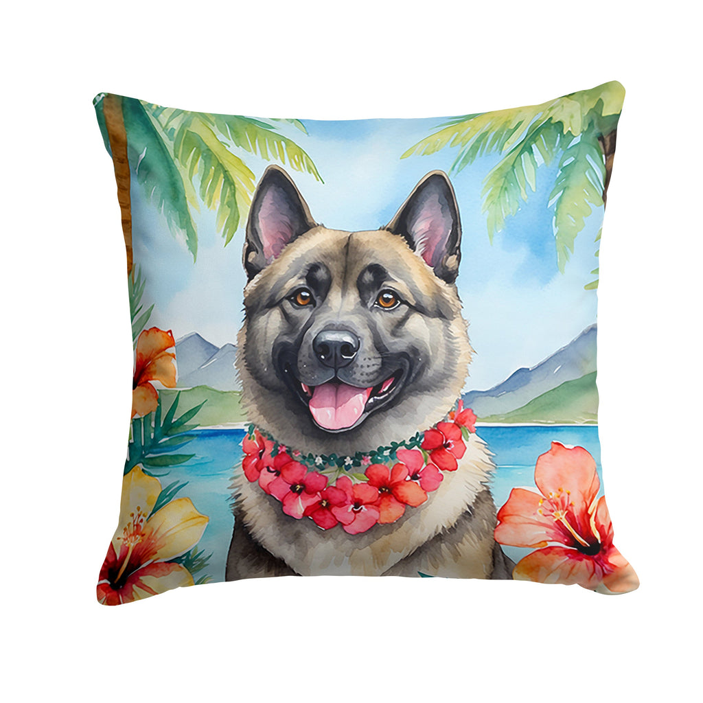 Norwegian Elkhound Luau Decorative Throw Pillow 18x18 Indoor Outdoor Accent Cushion, Fabric Cover with Insert for Sofa, Bed, Porch & Living Room