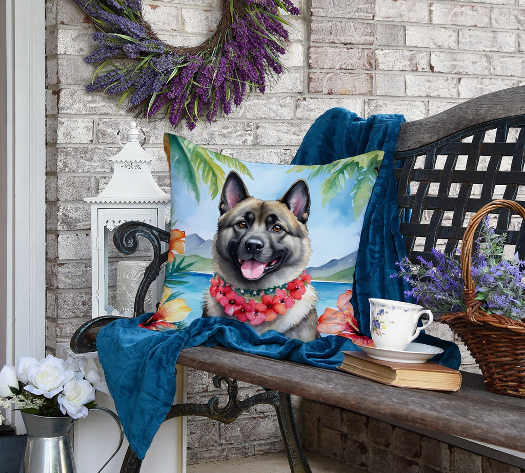 Norwegian Elkhound Luau Decorative Throw Pillow 18x18 Indoor Outdoor Accent Cushion, Fabric Cover with Insert for Sofa, Bed, Porch & Living Room