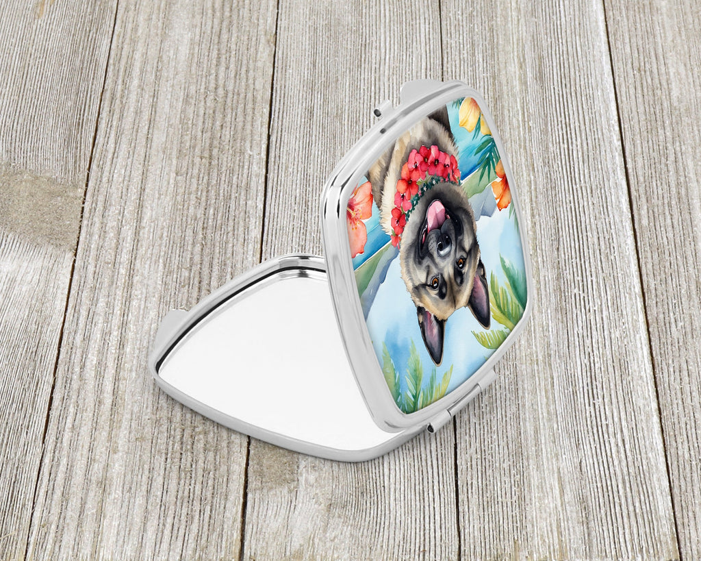 Norwegian Elkhound Luau Compact Mirror Decorative Travel Makeup Mirror for Women Girls Gifts Pocket Makeup Mirror Folding Handheld