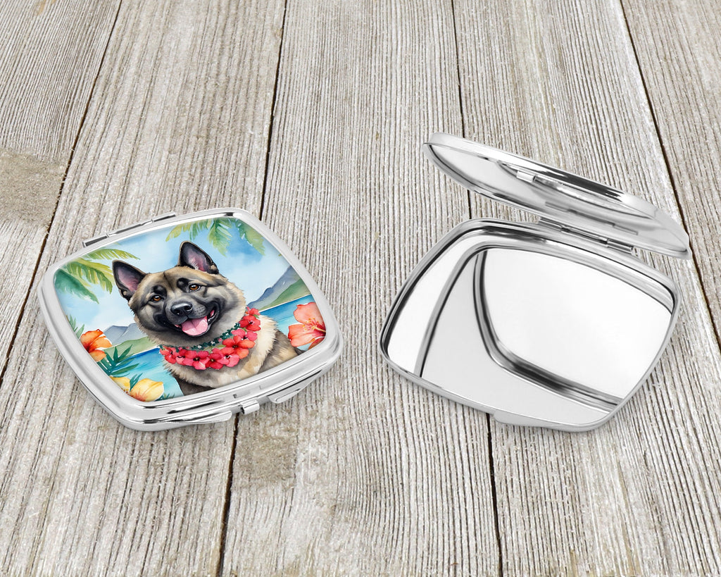 Norwegian Elkhound Luau Compact Mirror Decorative Travel Makeup Mirror for Women Girls Gifts Pocket Makeup Mirror Folding Handheld