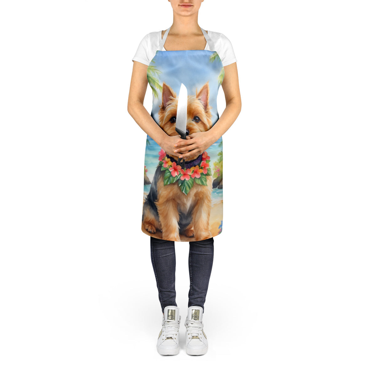 Norwich Terrier Luau Apron Cooking Kitchen Server Baking Crafts Gardening for Adult Women Men, Unisex, Large, Multicolor