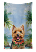 Norwich Terrier Luau Kitchen Towel Velour Plush Front and Cotton Loop Back Machine Washable