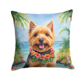Norwich Terrier Luau Decorative Throw Pillow 14x14 Indoor Outdoor Accent Cushion, Fabric Cover with Insert for Sofa, Bed, Porch & Living Room