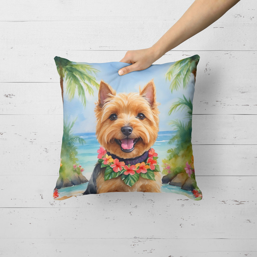 Norwich Terrier Luau Decorative Throw Pillow 18x18 Indoor Outdoor Accent Cushion, Fabric Cover with Insert for Sofa, Bed, Porch & Living Room