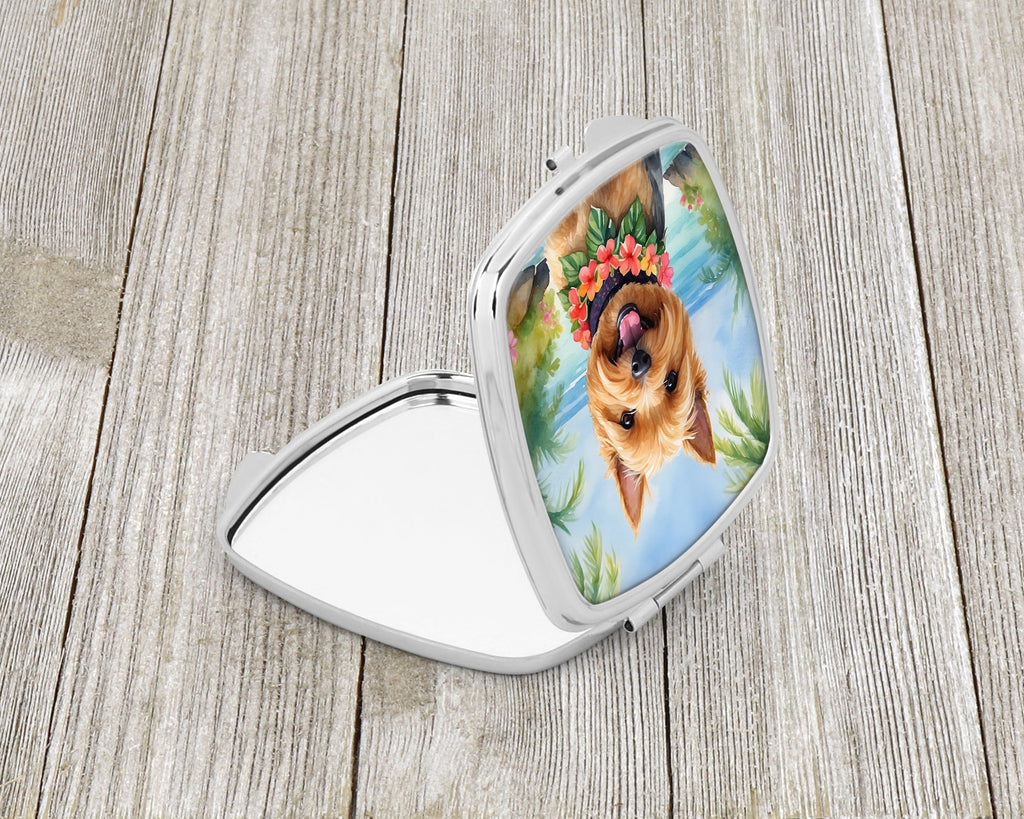 Norwich Terrier Luau Compact Mirror Decorative Travel Makeup Mirror for Women Girls Gifts Pocket Makeup Mirror Folding Handheld