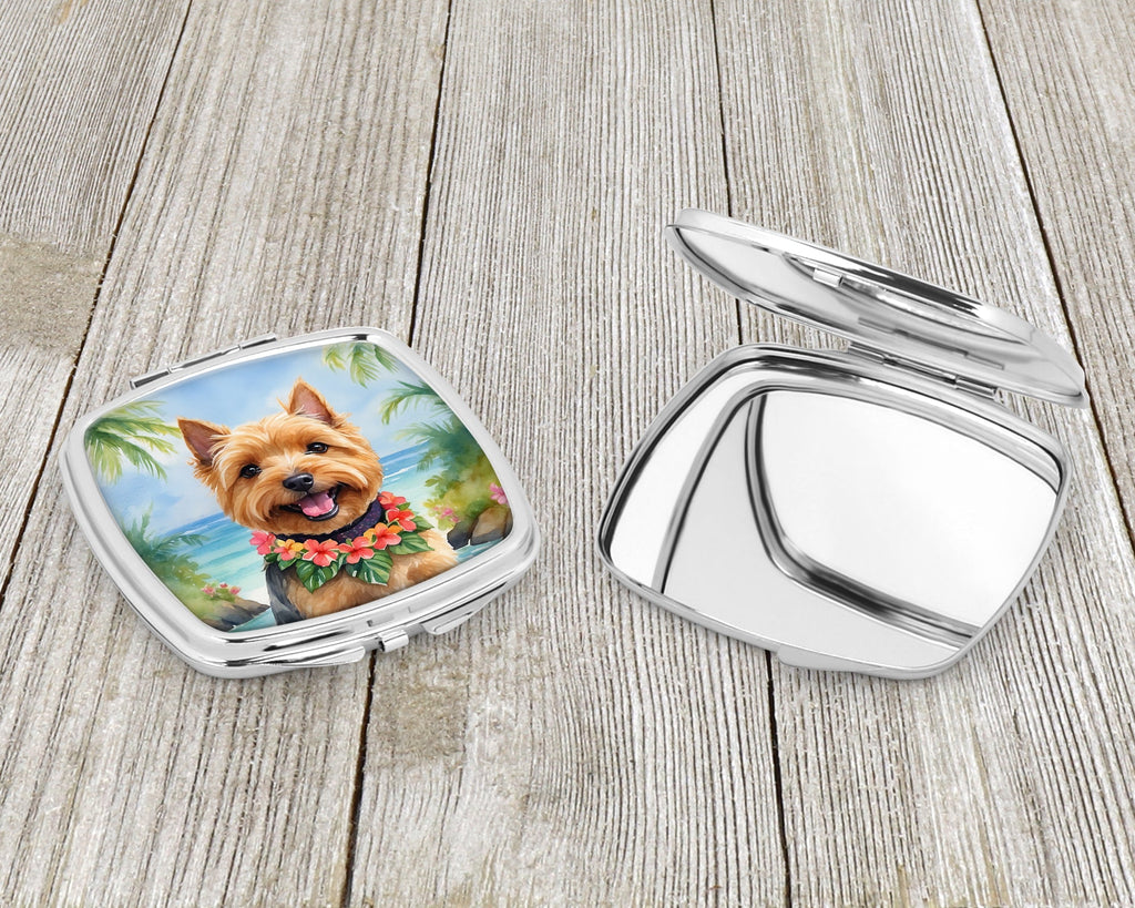 Norwich Terrier Luau Compact Mirror Decorative Travel Makeup Mirror for Women Girls Gifts Pocket Makeup Mirror Folding Handheld