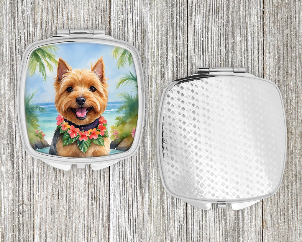 Norwich Terrier Luau Compact Mirror Decorative Travel Makeup Mirror for Women Girls Gifts Pocket Makeup Mirror Folding Handheld