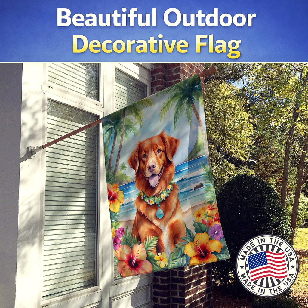 Nova Scotia Duck Tolling Retriever Luau House Flag 28x40 Porch Sleeve Pole Decorative Outside Yard Banner Artwork Wall Hanging, Polyester