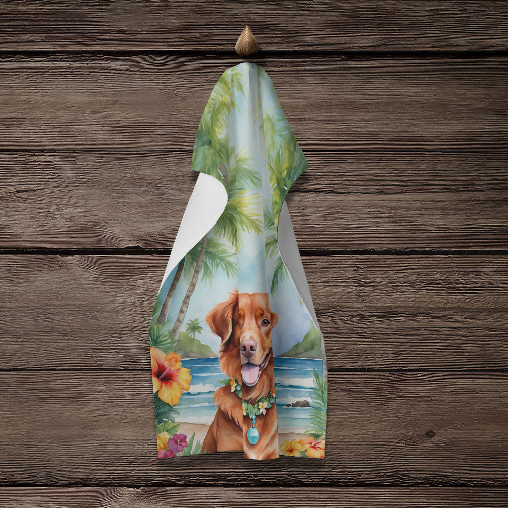 Nova Scotia Duck Tolling Retriever Luau Kitchen Towel Velour Plush Front and Cotton Loop Back Machine Washable
