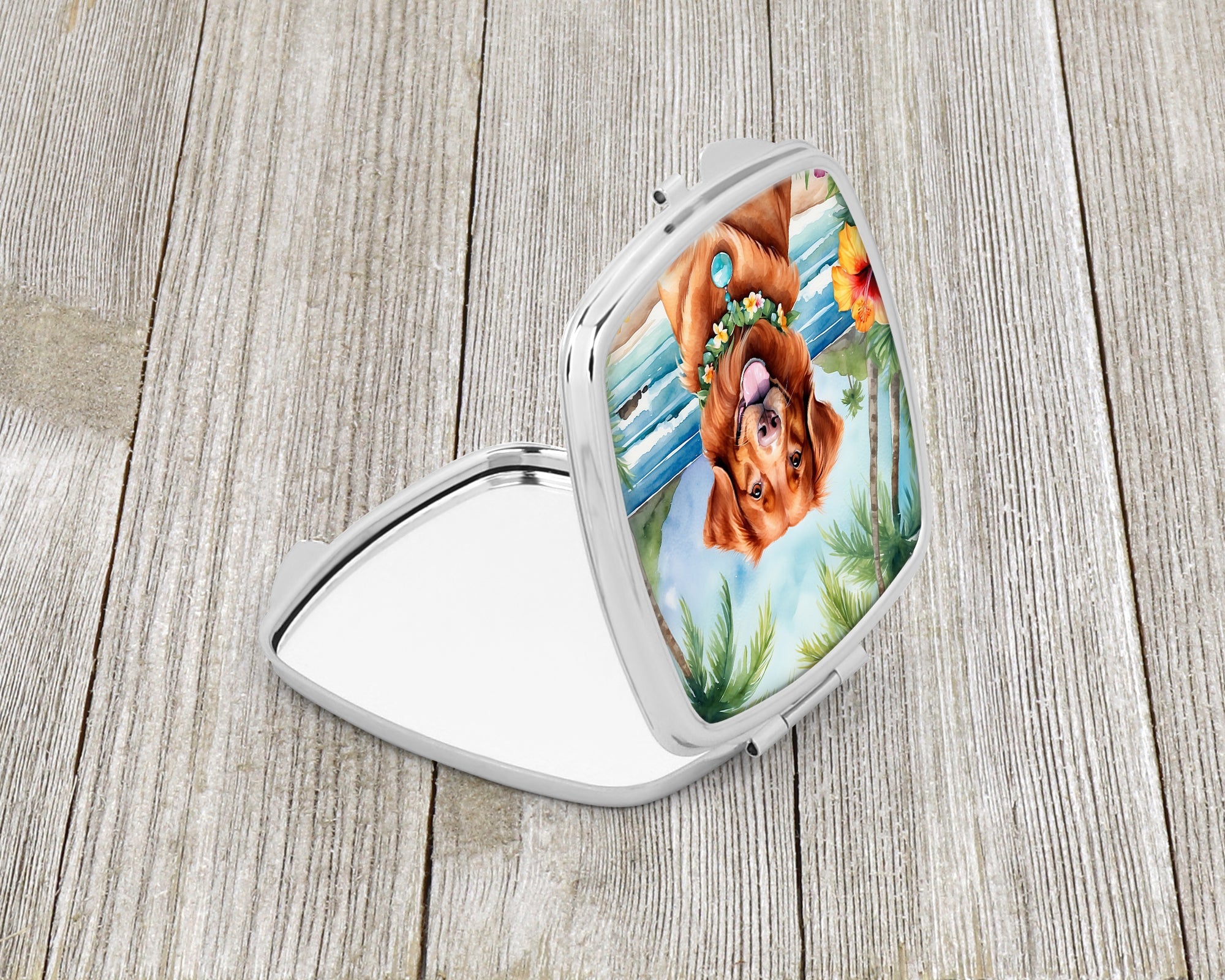 Nova Scotia Duck Tolling Retriever Luau Compact Mirror Decorative Travel Makeup Mirror for Women Girls Gifts Pocket Makeup Mirror Folding Handheld