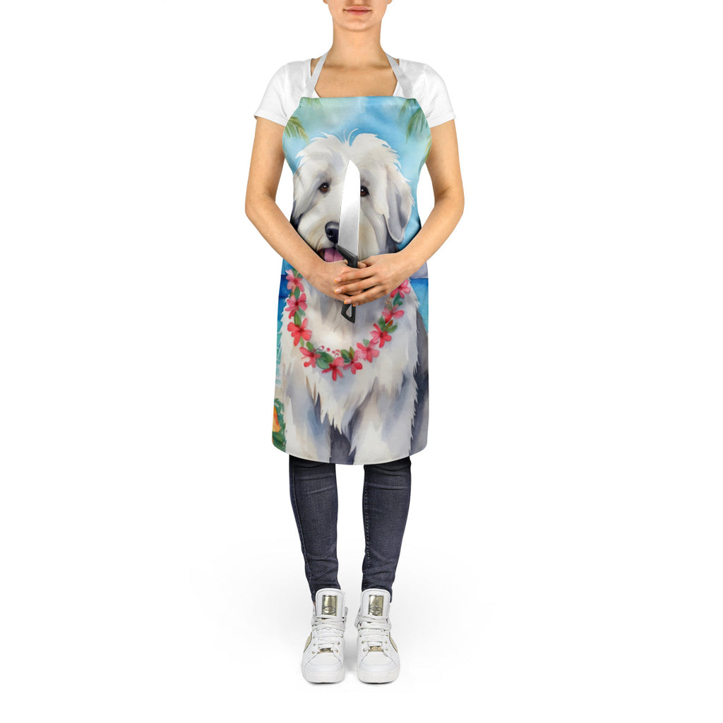Old English Sheepdog Luau Apron Cooking Kitchen Server Baking Crafts Gardening for Adult Women Men, Unisex, Large, Multicolor