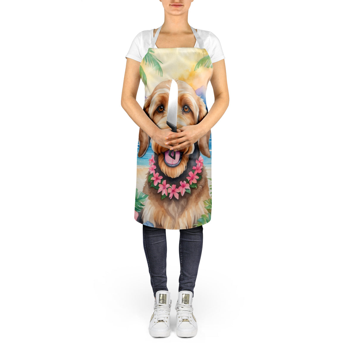 Otterhound Luau Apron Cooking Kitchen Server Baking Crafts Gardening for Adult Women Men, Unisex, Large, Multicolor
