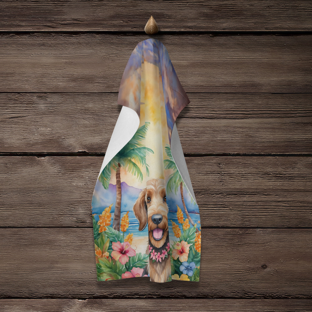 Otterhound Luau Kitchen Towel Velour Plush Front and Cotton Loop Back Machine Washable