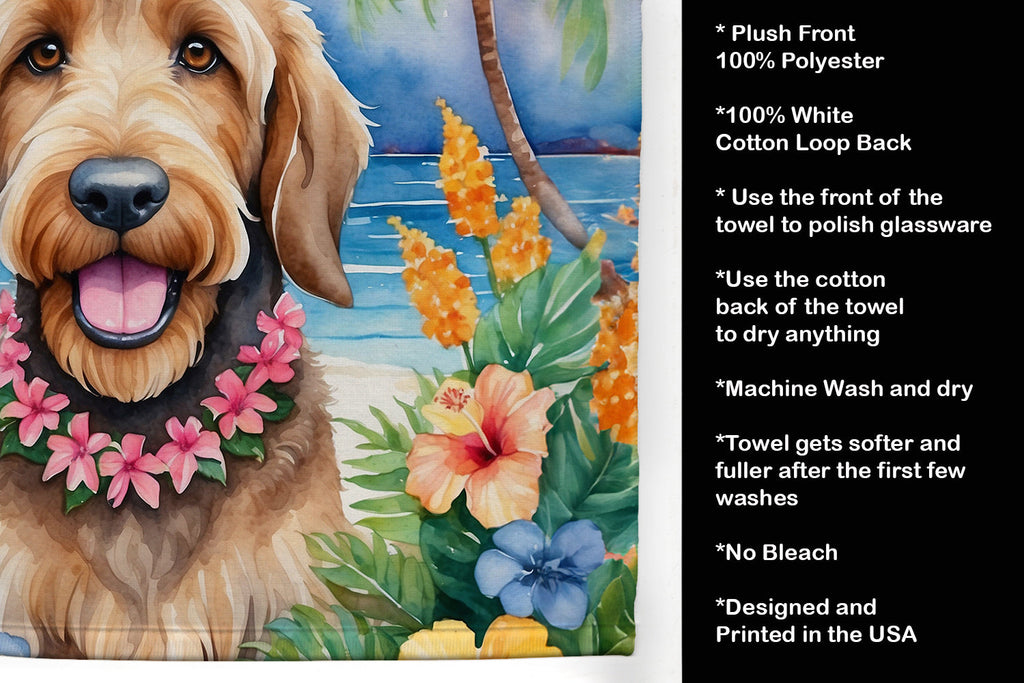 Otterhound Luau Kitchen Towel Velour Plush Front and Cotton Loop Back Machine Washable