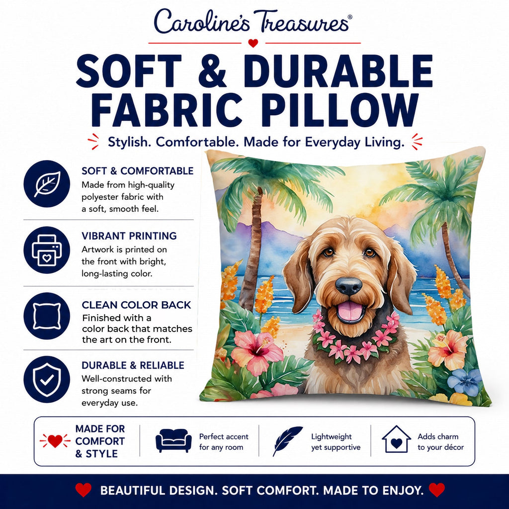 Otterhound Luau Decorative Throw Pillow 14x14 Indoor Outdoor Accent Cushion, Fabric Cover with Insert for Sofa, Bed, Porch & Living Room