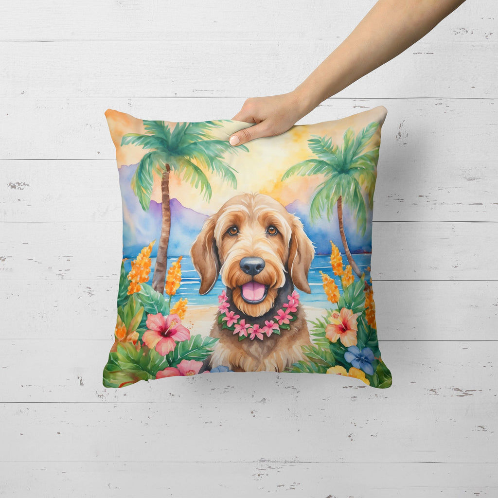 Otterhound Luau Decorative Throw Pillow 18x18 Indoor Outdoor Accent Cushion, Fabric Cover with Insert for Sofa, Bed, Porch & Living Room
