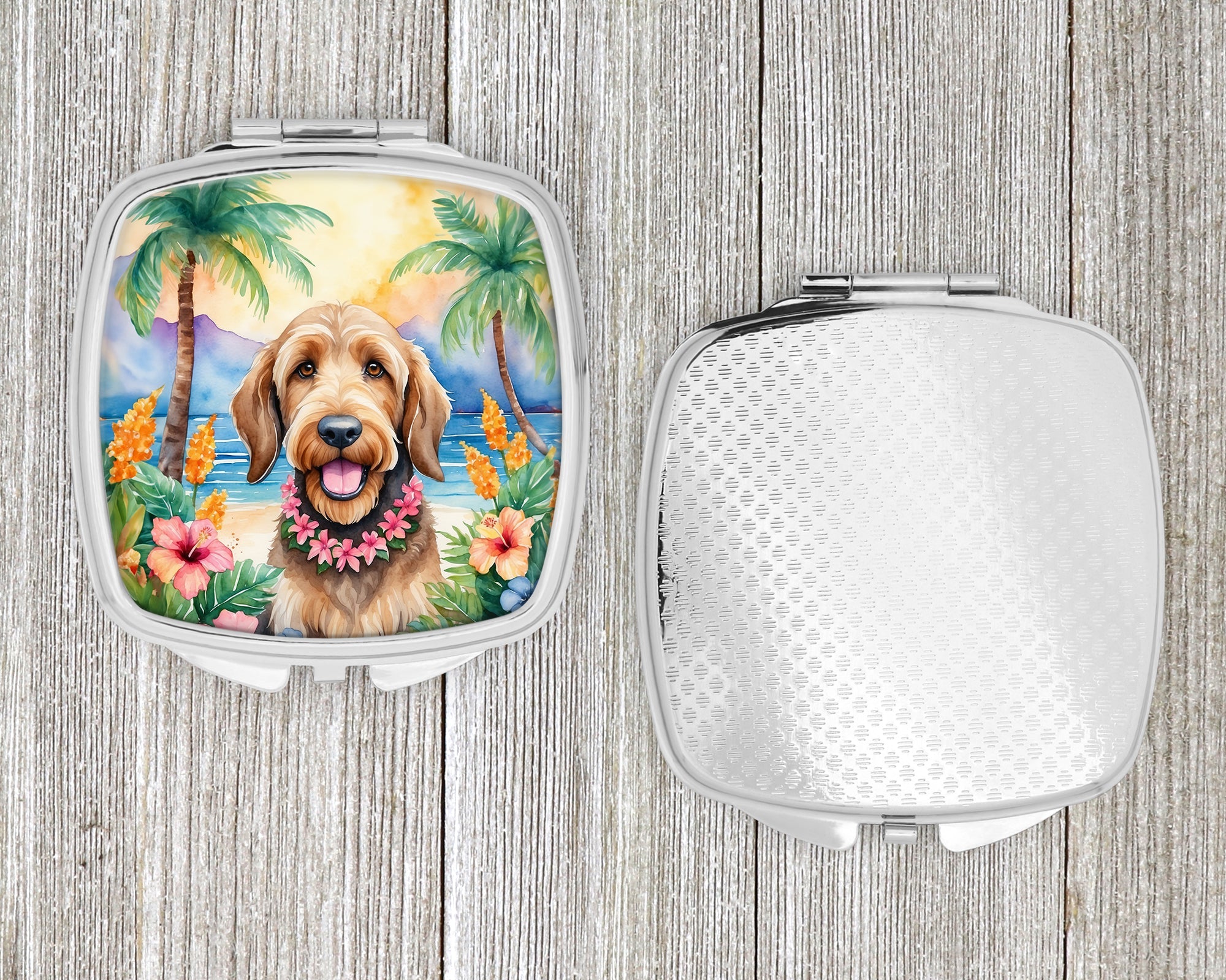 Otterhound Luau Compact Mirror Decorative Travel Makeup Mirror for Women Girls Gifts Pocket Makeup Mirror Folding Handheld