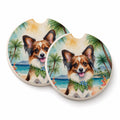 Papillon Luau Set of 2 Cup Holder Car Coasters Absorbent Round Sandstone Coasters Gifts for Men or Women, 2.5, Multicolor