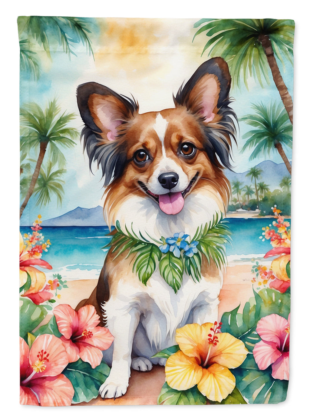 Papillon Luau House Flag 28x40 Porch Sleeve Pole Decorative Outside Yard Banner Artwork Wall Hanging, Polyester