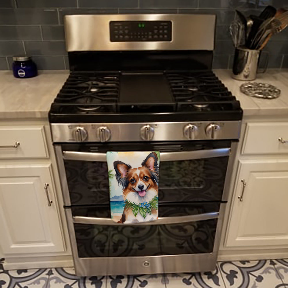 Papillon Luau Kitchen Towel Velour Plush Front and Cotton Loop Back Machine Washable