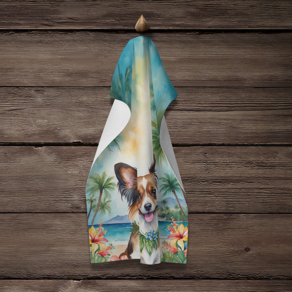 Papillon Luau Kitchen Towel Velour Plush Front and Cotton Loop Back Machine Washable