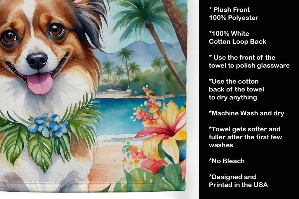 Papillon Luau Kitchen Towel Velour Plush Front and Cotton Loop Back Machine Washable