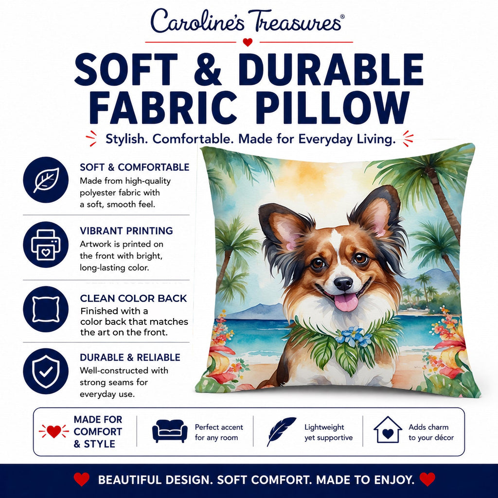 Papillon Luau Decorative Throw Pillow 14x14 Indoor Outdoor Accent Cushion, Fabric Cover with Insert for Sofa, Bed, Porch & Living Room