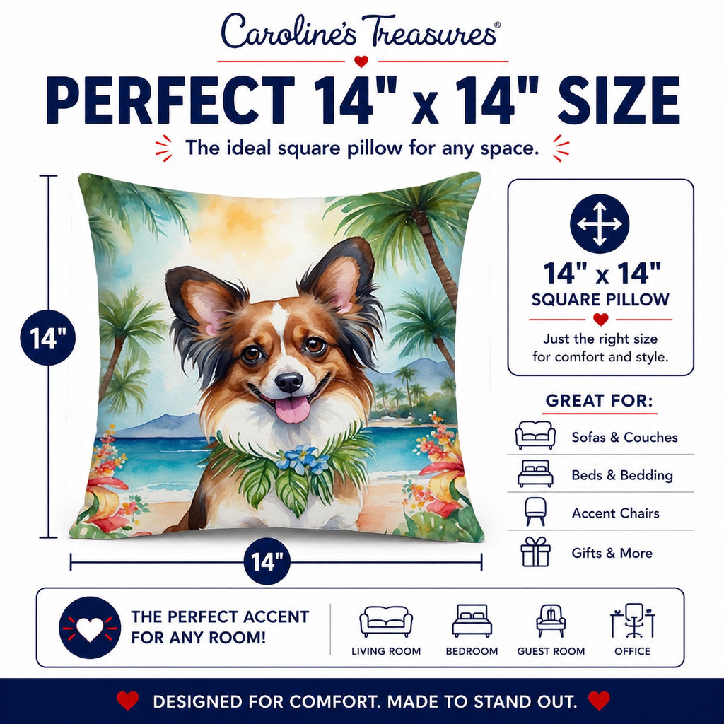 Papillon Luau Decorative Throw Pillow 14x14 Indoor Outdoor Accent Cushion, Fabric Cover with Insert for Sofa, Bed, Porch & Living Room