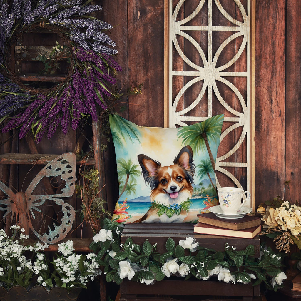 Papillon Luau Decorative Throw Pillow 18x18 Indoor Outdoor Accent Cushion, Fabric Cover with Insert for Sofa, Bed, Porch & Living Room
