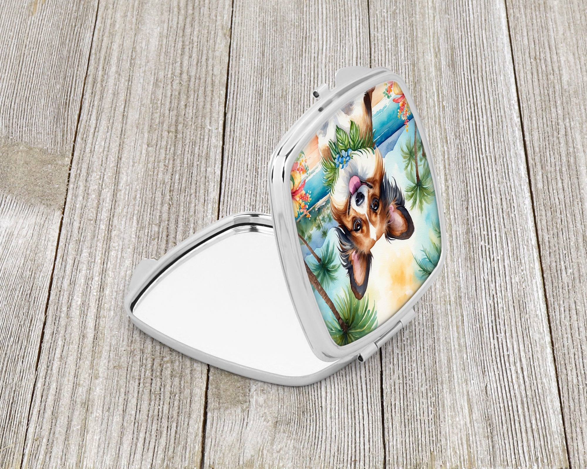 Papillon Luau Compact Mirror Decorative Travel Makeup Mirror for Women Girls Gifts Pocket Makeup Mirror Folding Handheld