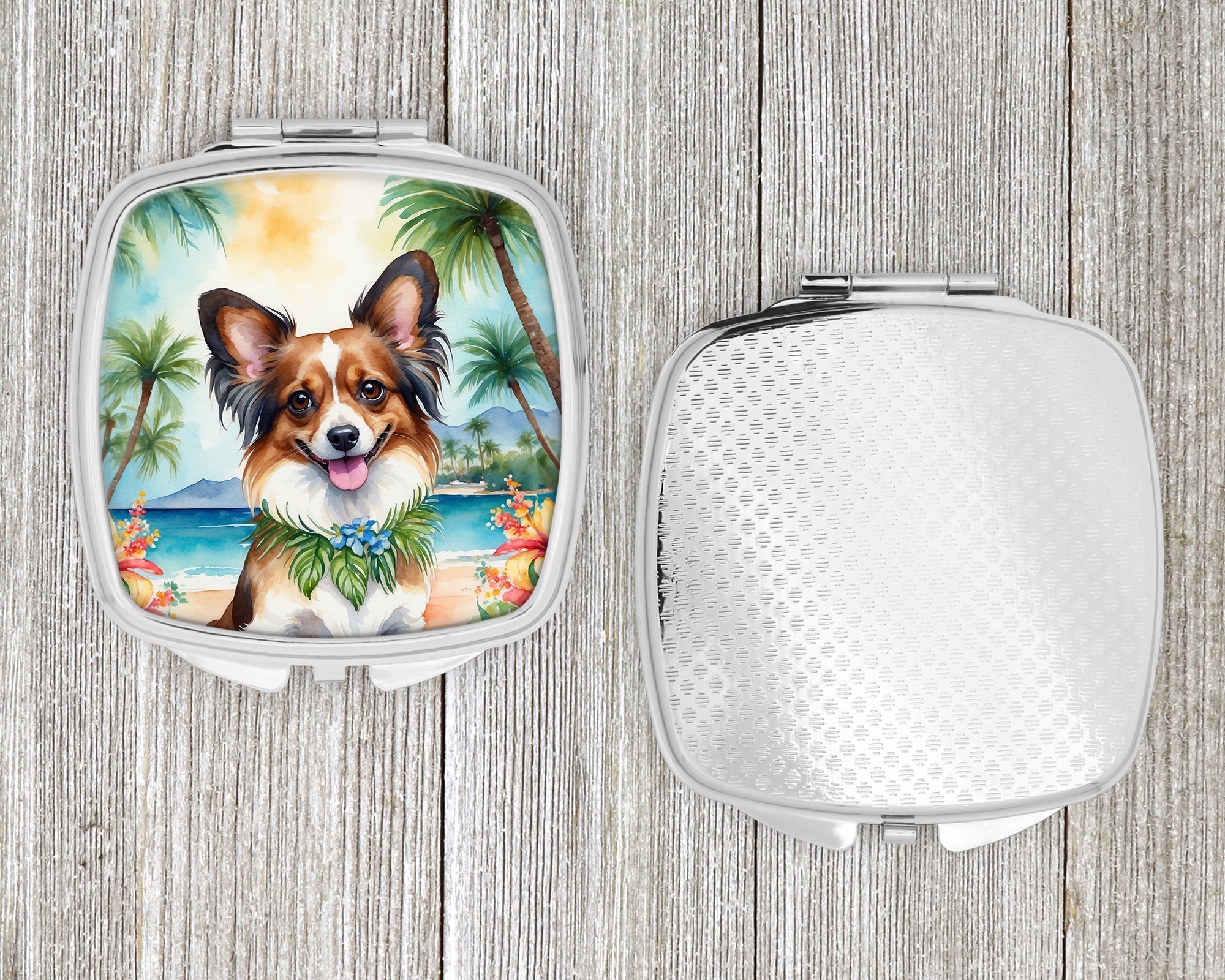 Papillon Luau Compact Mirror Decorative Travel Makeup Mirror for Women Girls Gifts Pocket Makeup Mirror Folding Handheld