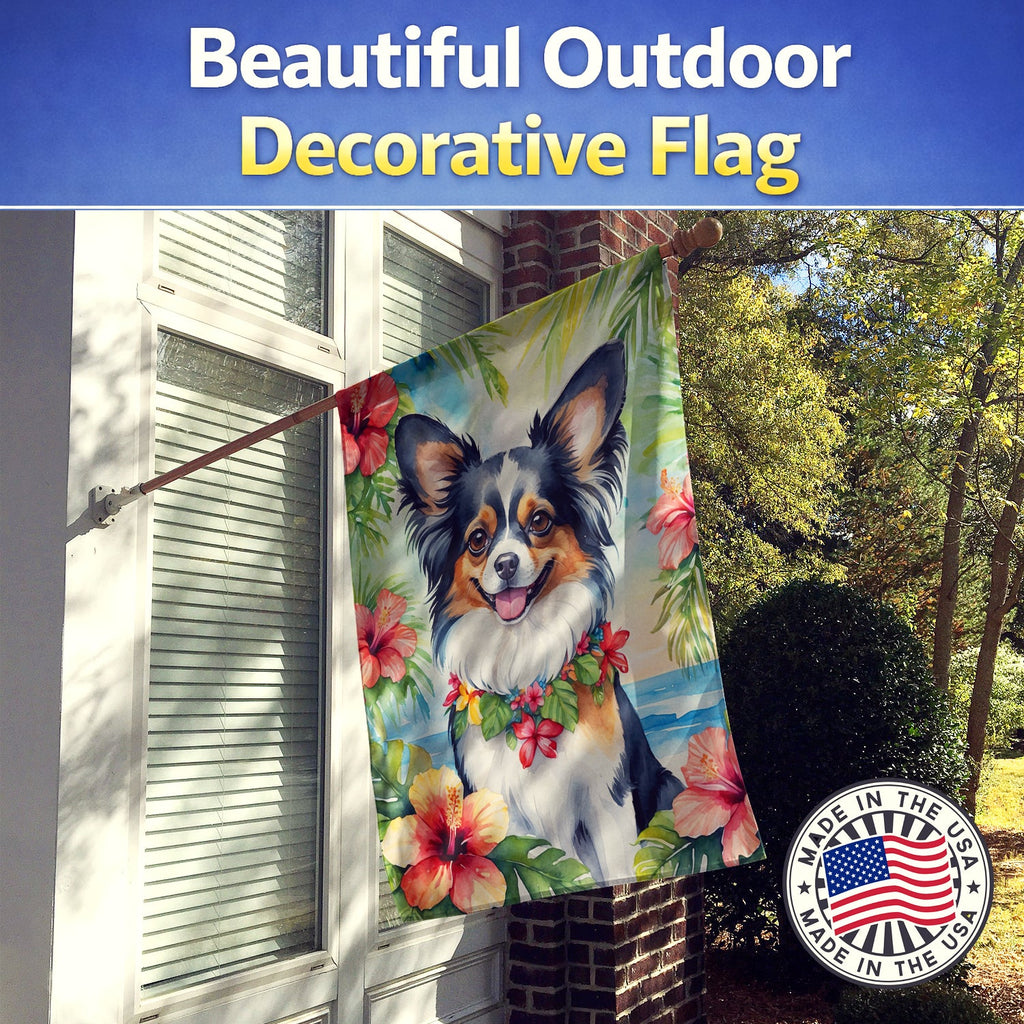 Papillon Luau House Flag 28x40 Porch Sleeve Pole Decorative Outside Yard Banner Artwork Wall Hanging, Polyester