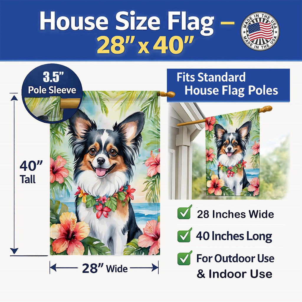 Papillon Luau House Flag 28x40 Porch Sleeve Pole Decorative Outside Yard Banner Artwork Wall Hanging, Polyester