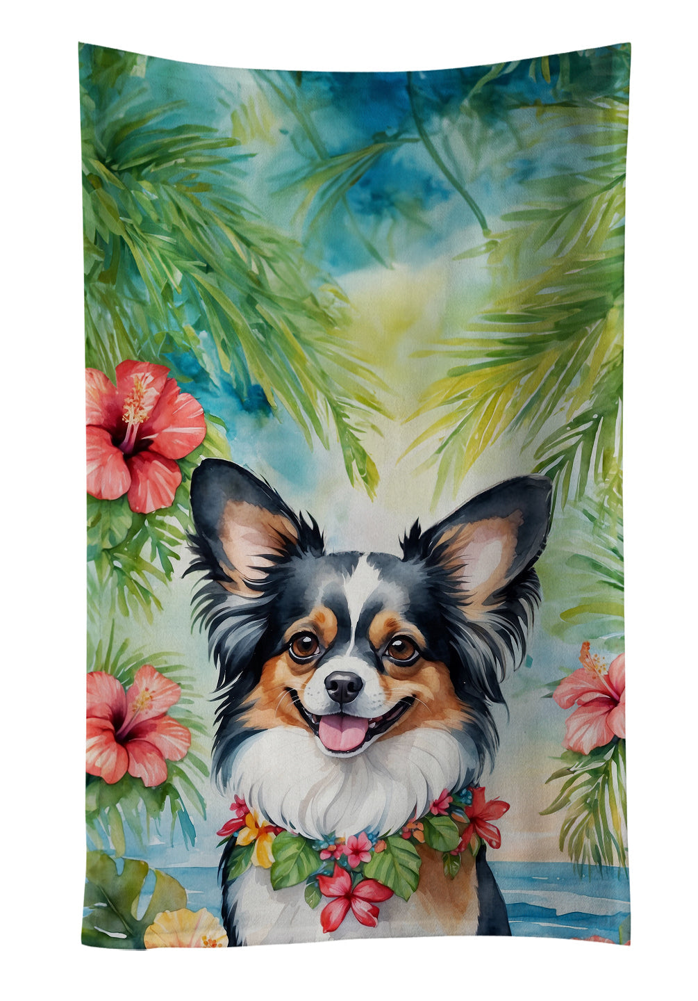 Papillon Luau Kitchen Towel Velour Plush Front and Cotton Loop Back Machine Washable