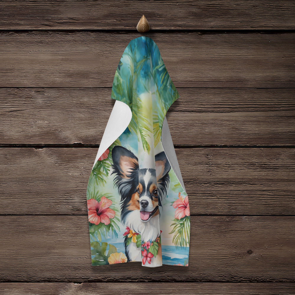 Papillon Luau Kitchen Towel Velour Plush Front and Cotton Loop Back Machine Washable