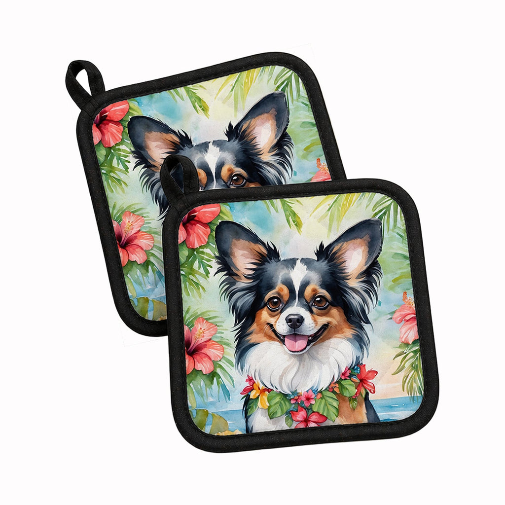 Papillon Luau Pot Holder Set of 2 Heat Resistant Quilted Hot Pads 7.5 x 7.5 Inch, Insulated Kitchen Trivets for Cooking & Baking