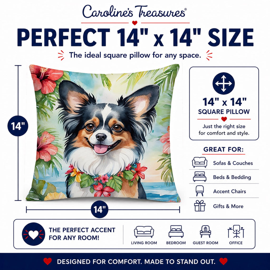 Papillon Luau Decorative Throw Pillow 14x14 Indoor Outdoor Accent Cushion, Fabric Cover with Insert for Sofa, Bed, Porch & Living Room