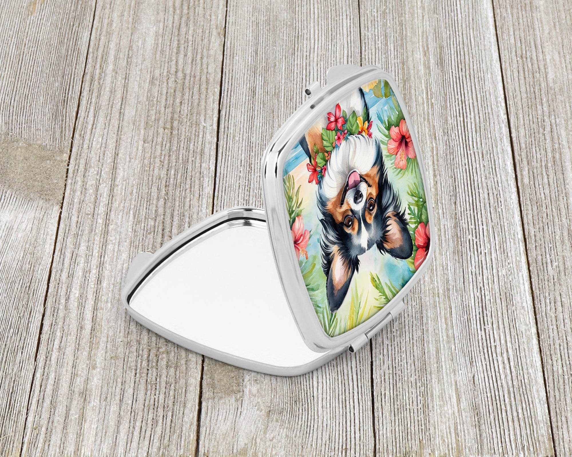 Papillon Luau Compact Mirror Decorative Travel Makeup Mirror for Women Girls Gifts Pocket Makeup Mirror Folding Handheld