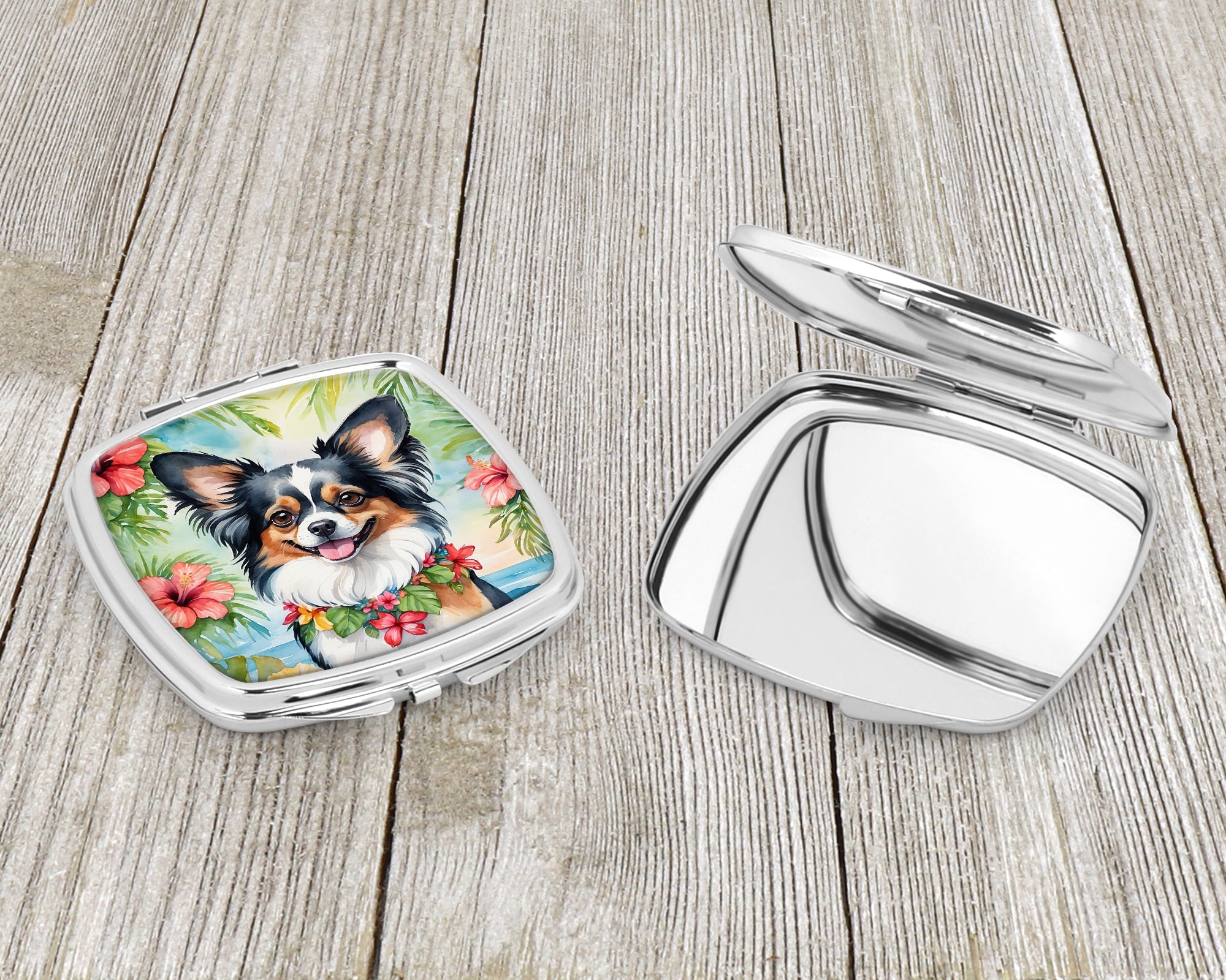 Papillon Luau Compact Mirror Decorative Travel Makeup Mirror for Women Girls Gifts Pocket Makeup Mirror Folding Handheld
